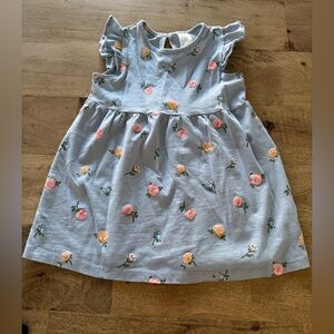 H&M floral blue Cotton ruffle dress size 9 - 12 months